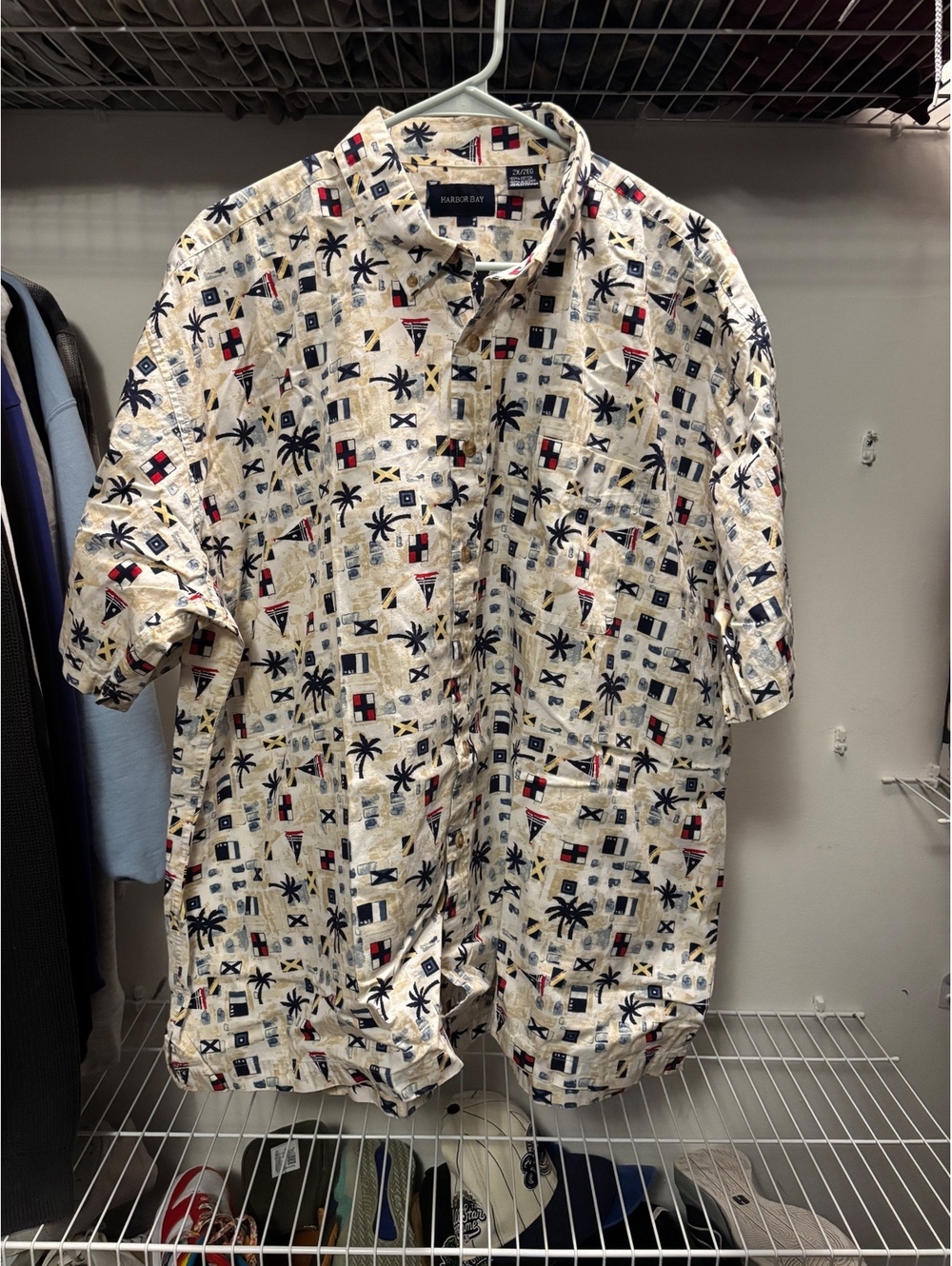 Harbor Bay Men's 2X Hawaiian Shirt Nautical Print Cotton